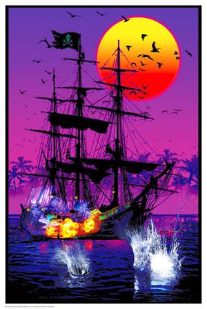 Pirate Battle - Non-flocked Blacklight Poster Image
