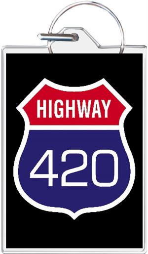 Highway 4:20 Keychain Clear Background Image