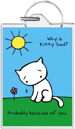 Sad Kitty Keychain Clear Background Image