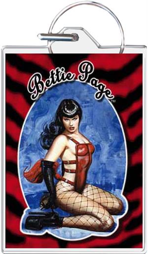 Bettie Page - Pony Girl Keychain Clear Background Image