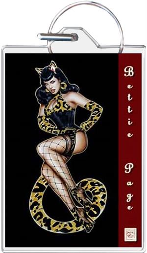 Bettie Page - Tiger Girl Keychain Clear Background Image