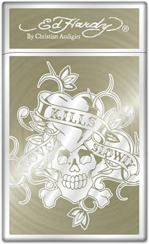 Ed Hardy Enzo Silver Plated 'Love Kills Slowly' Electronic Torch Lighter