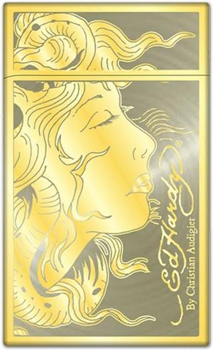 Ed Hardy Enzo Gold Plated "Girl Face" Electronic Torch Lighter