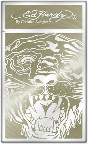 Ed Hardy Enzo Silver Plated "Tiger" Electronic Torch Lighter