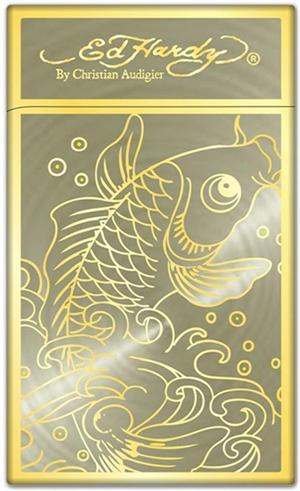 Ed Hardy Enzo Gold Plated "Koy Fish" Electronic Torch Lighter