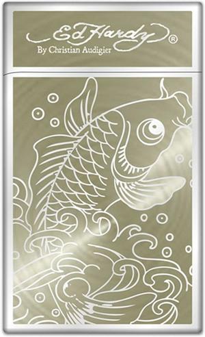 Ed Hardy Enzo Silver Plated "Koy Fish" Electronic Torch Lighter