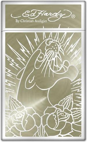 Ed Hardy Enzo Silver Plated "Panther" Electronic Torch Lighter