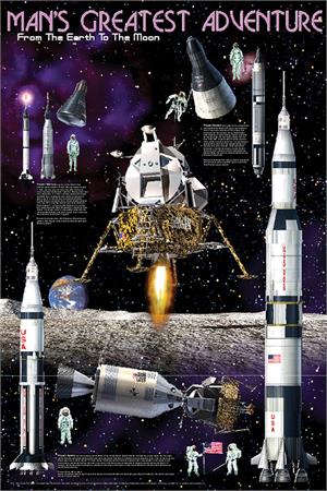 Man's Greatest Adventure - Moon Landing Educational Poster Image