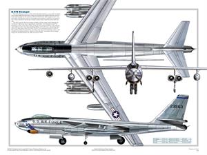 B-47 Three Views Military Airplane Educational Poster Image