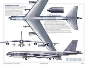 B-52 Three Views Military Airplane Educational Poster Image