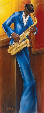 Jazz 1 Sax Slim Print by: Magrini - 12" x 36"