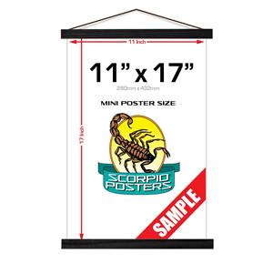 12" Pine Wood Poster Hanger - Black Image
