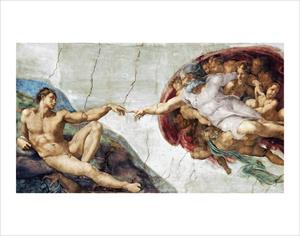 The Creation of Adam Hands by Michelangelo Mini Poster Image