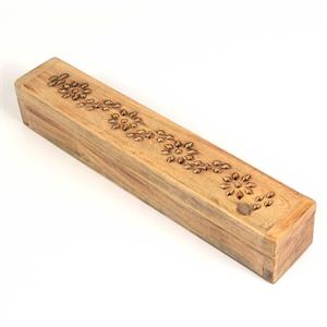Wood Incense Box with Carved Design Image