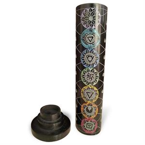 Soapstone Incense Tower Black Multi Chakra Design image
