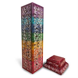 Soapstone Incense Tower Rainbow Design image