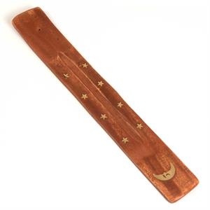 Incense Ash Catcher - Brass Inlay - 10" - Moon