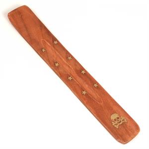 Incense Ash Catcher - Brass Inlay - 10" - Skull & Crossbones Image