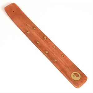 Incense Ash Catcher - 10" - Brass Inlay - Yin Yang