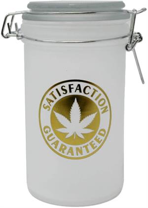 Satisfaction Guaranteed Frosted White/Metallic Gold XL Stash Jar Image