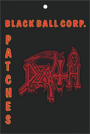 Death Logo Cut Out 4" x 3.5" Printed Woven Patch Carded Image