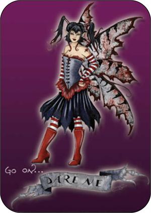AMY BROWN - DARE ME  FAIRY LARGE STICKER - 2 1/2" X 3 3/4"
