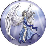 NEON DRAGON - ANGEL LIGHT FAIRY  - ROUND STICKER - 2 1/2" ROUND