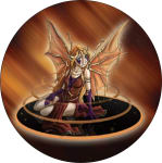 NEON DRAGON - BEADS FAIRY  - ROUND STICKER - 2 1/2" ROUND