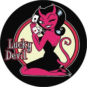 LUCKY DEVIL  - ROUND STICKER - 2 1/2" ROUND