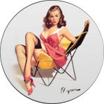 GIL ELVGREN - THAT LOW DOWN FEELING ROUND STICKER - 2 1/2" ROUND