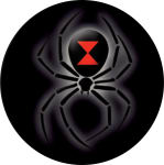 BLACK WIDOW ROUND STICKER - 2 1/2" ROUND