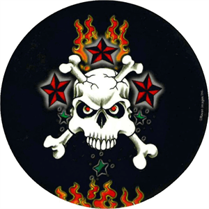 Skull & Red Stars - Round Sticker Image