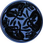 CELTIC DOG  - ROUND STICKER - 2 1/2" ROUND