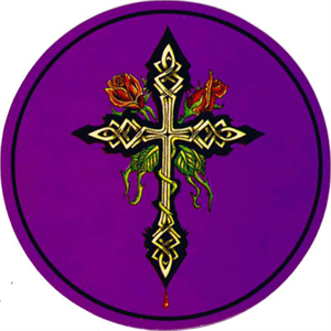 Celtic Cross & Roses - Round Sticker Image