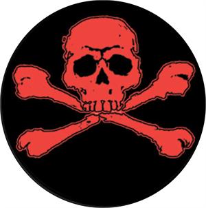 SKULL & CROSSBONES ROUND STICKER - 2 1/2" ROUND