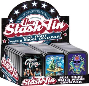420 Themed Rectangular Stash Tin Display - 24 Pieces Image