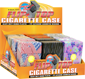 Plastic Flip Top Designs Cigarette Case Display - Nulite Brand - 12 ct.