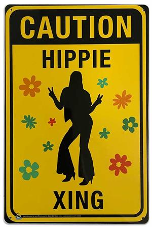 Caution Hippie Crossing Tin Sign - 20x30cm - 7.87" x 11.81" Caution Hippie Crossing Tin Sign - 20x30cm - 7.87" x 11.81" image