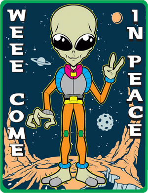 Weee Come In Peace - Large - 4.5" x 6" - Rectangle Sticker Image