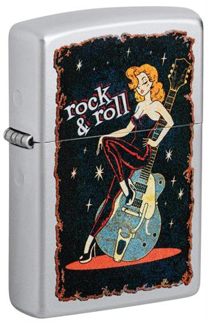 Cool Chick Satin Chrome Zippo Lighter Image