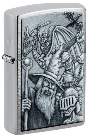 Mystical Beings Design Brushed Chrome  Zippo Lighter IMAGE