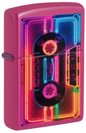 Neon Cassette Design Zippo Lighter IMAGE