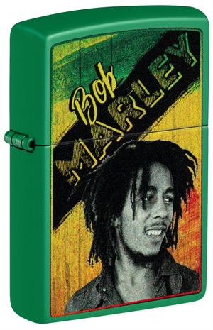 Bob Marley Grass Green Matte Design Zippo Lighter image