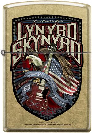 Lynyrd Skynyrd Tumbled Brass Lustre - Black Ball Exclusive Zippo Lighter image