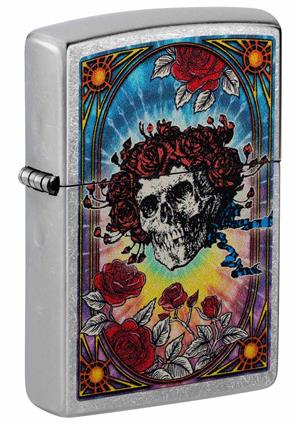 Grateful Dead Skull & Roses Street Chrome Zippo Lighter Image