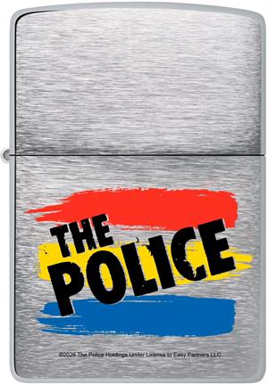 The Police Logo Brushed Chrome Zippo Lighter Image