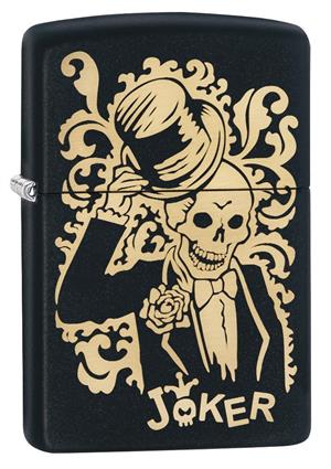Joker Engraved Black Matte Zippo Lighter Image