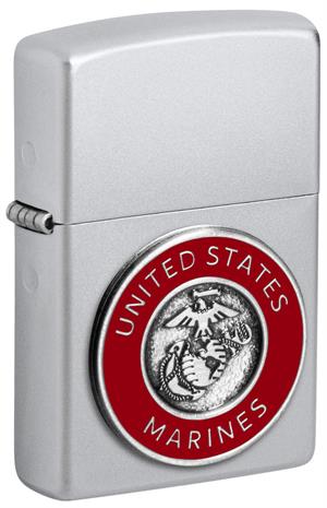 U.S. Marines Corps Satin Chrome with Emblem Zippo Lighter U.S. Marines Corps Satin Chrome with Emblem Zippo Lighter image