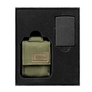 Green Tactical Pouch and Black Crackle Zippo Lighter Image