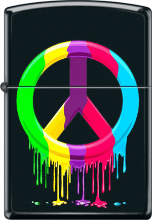 Dripping Peace Black Matte Zippo Image